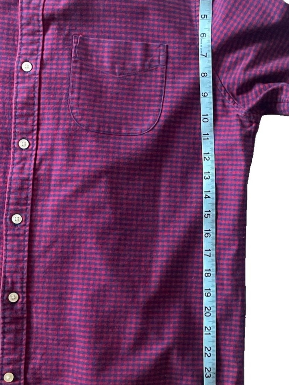 GAP Men's Large (L) Standard Fit Cotton Burgundy/Navy Check Flannel Shirt - Picture 6 of 8
